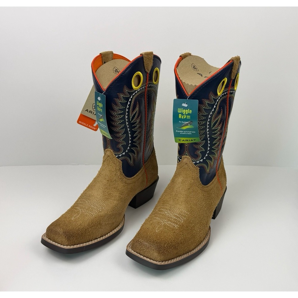 Ariat Derby Monroe Kid's Size 4 M Tan Roughout / Inkwell Cowboy Boots 10047036